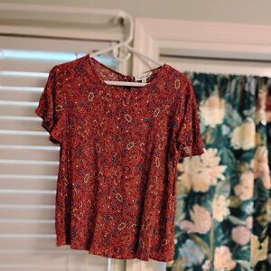 Cloud Chaser. XL. Rust with blue & pink flowers.